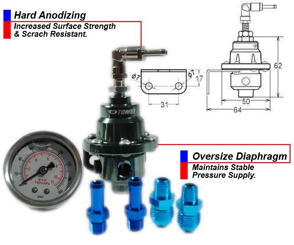 TOMEI TYPES Fuel Regulator with Pressure Meter